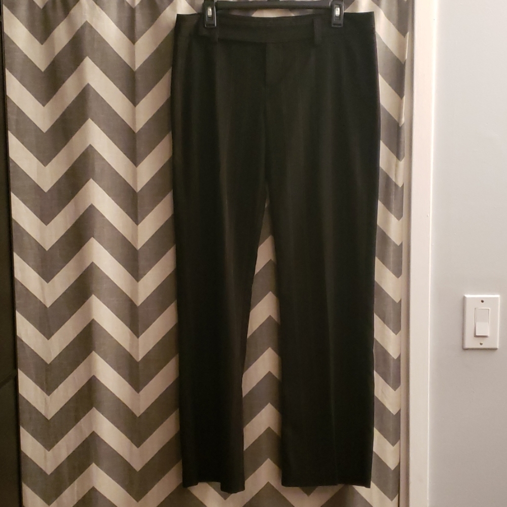 Black dress pants with double red pin stripe